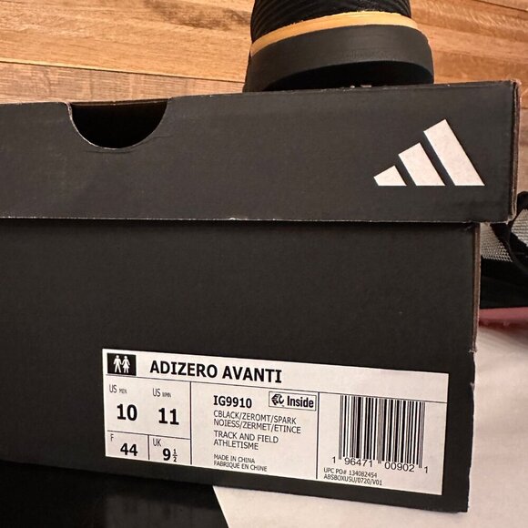 Adidas Adizero Avanti Track Field Spikes Black White Style IG9910 Size Mens 10 - Picture 15 of 15